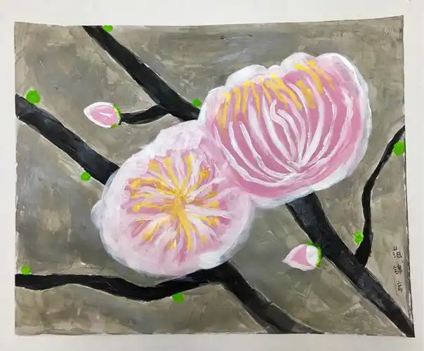 其它 桃花 写美篇你们认真画画的样子 开始给花朵上色. 他们说这样画.