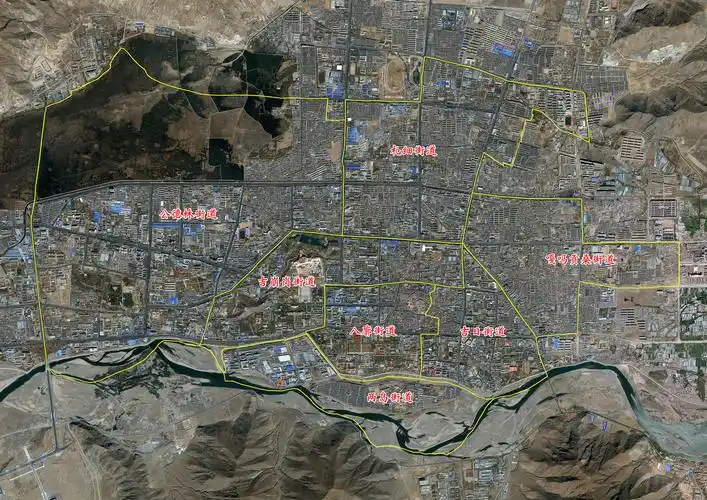 拉萨城关区中心区七街道区划图