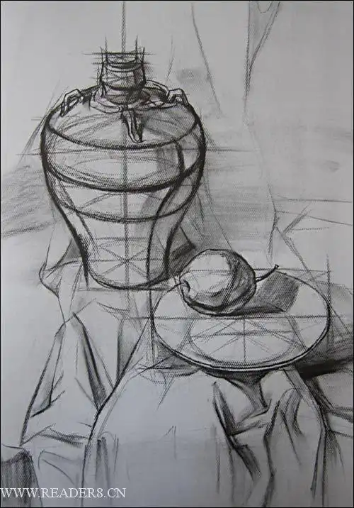 结构素描怎么画深浅两块衬布?