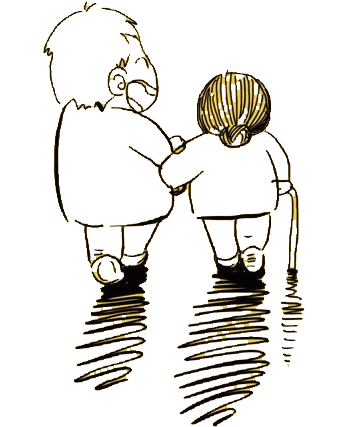 h5素材小孩搀扶老奶奶