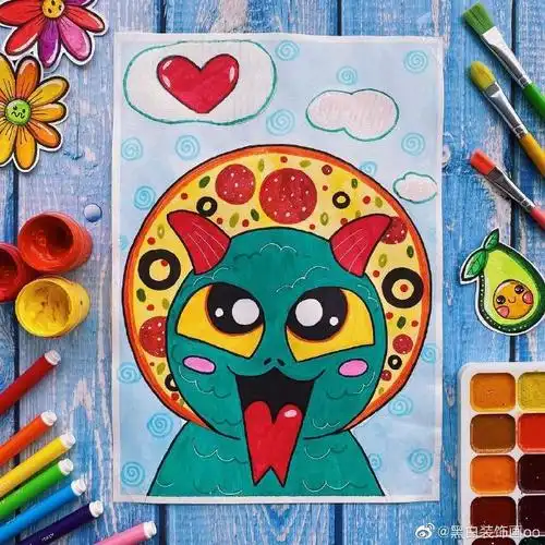 分享一组范画作品#绘画素材##创意美术#儿童创意美术超话#儿童画教程