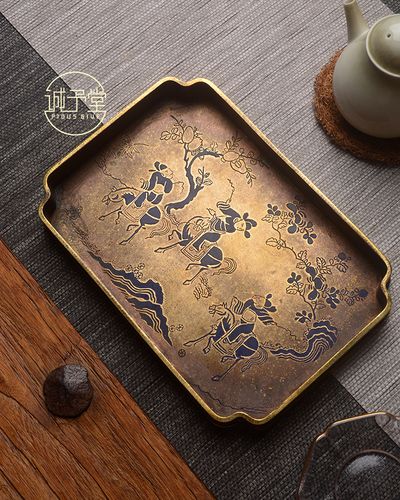 纯铜手工小茶盘壶承家用铜制干泡台功夫茶具储水方形宋代仿古茶台