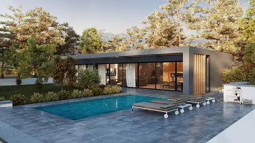 平层别墅设计 c4d效果图与实景的对比