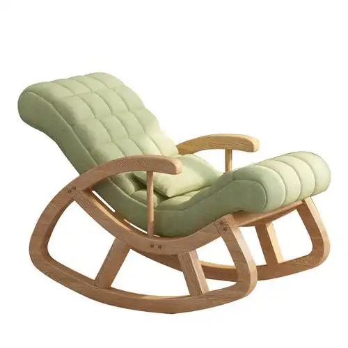 定制 不倒翁摇摇椅大人家用摇椅小户型北欧阳台实木椅 原木色框架【米