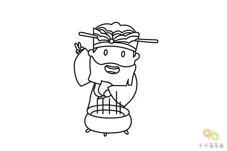 小年快乐 灶神简笔画