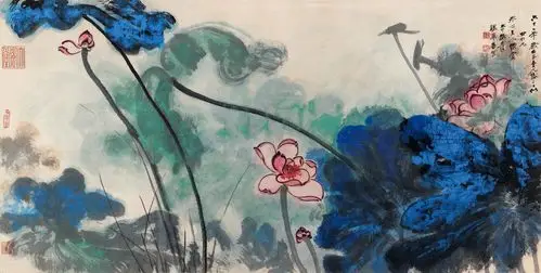 张大千多彩荷花20幅