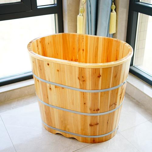 木桶浴桶加高小空间全身实木浴缸家用沐浴木盆成人泡澡木桶洗澡桶