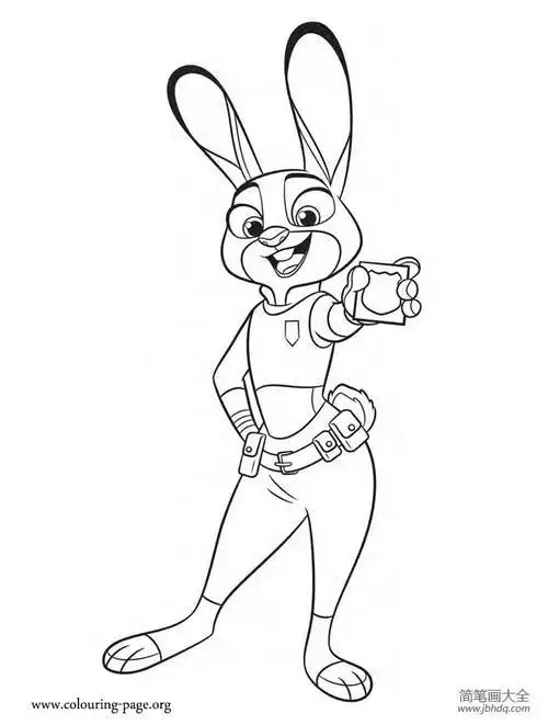 卡通简笔画大全兔警察朱迪儿童简笔画的兔子警官兔子警官朱迪简笔画