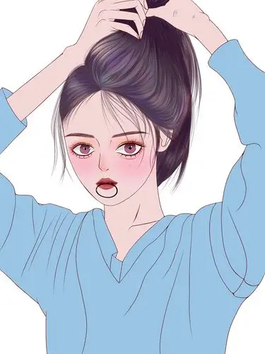 正在扎马尾的姑娘