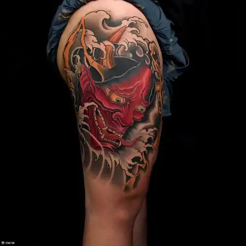 般若_腿部新传统纹身图案大全 - 纹身大咖