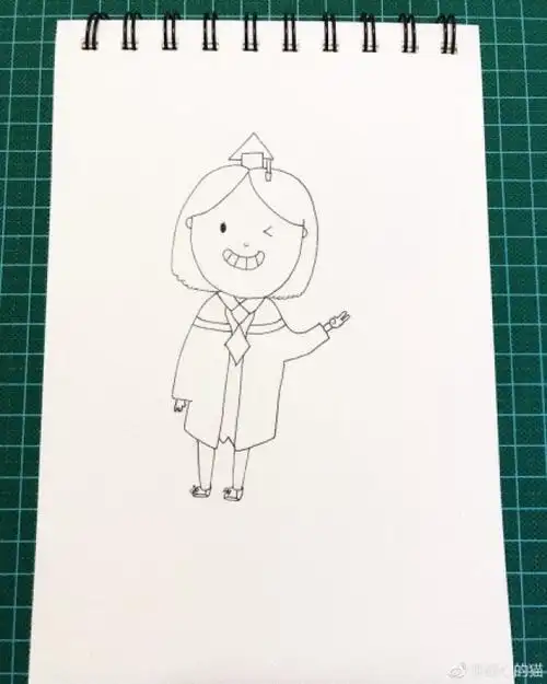 可爱女小博士简笔画