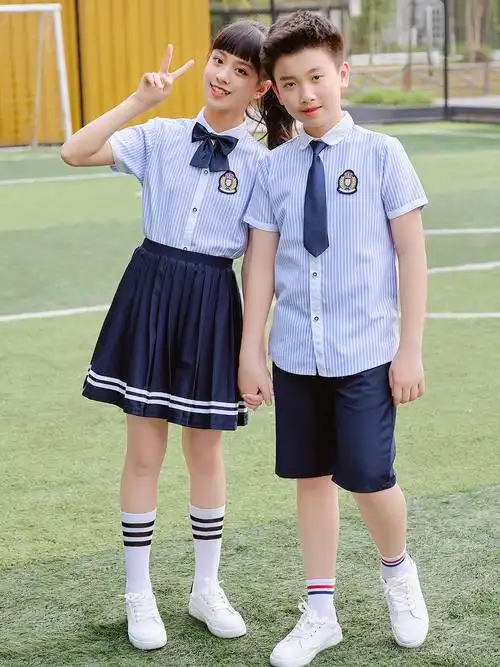 中小学生班服校服夏白衬衫短袖套装礼服儿童合唱六年级毕业演出服
