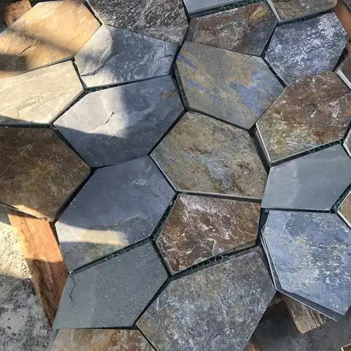 板岩乱形片石花岗岩网贴文化石庭院砖广场地砖碎拼园林石