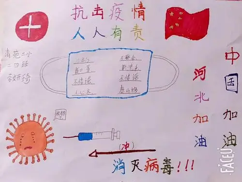防疫手抄报--清苑区第二小学二年级四班