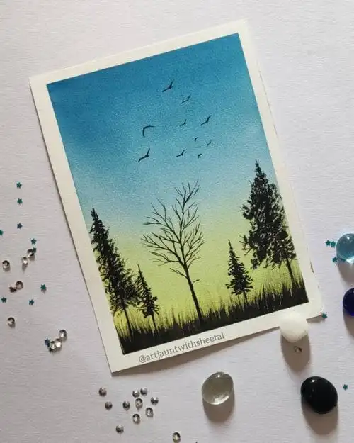 水彩新手入门风景素材简单易学还好看