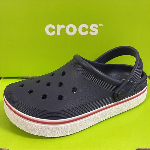 卡骆驰白敬亭平板洞洞鞋包头防滑沙滩凉拖鞋平底男女鞋208371 深蓝色