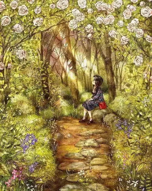 每日插画|aeppol的治愈系森林少女日记,休息一会儿再走也没关系