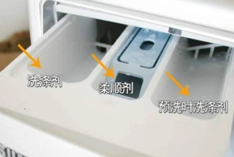 洗衣机3个槽,哪个是放洗衣液,洗衣粉,柔顺剂的?