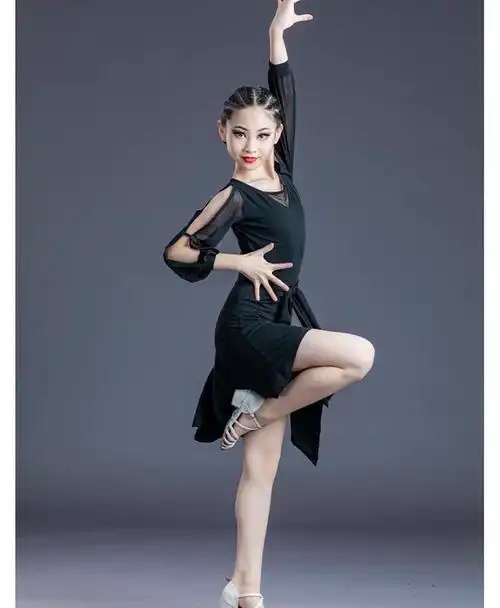 拉丁舞服装女童洋气夏季儿童拉丁舞裙少儿比赛考级演出服女孩流苏裙