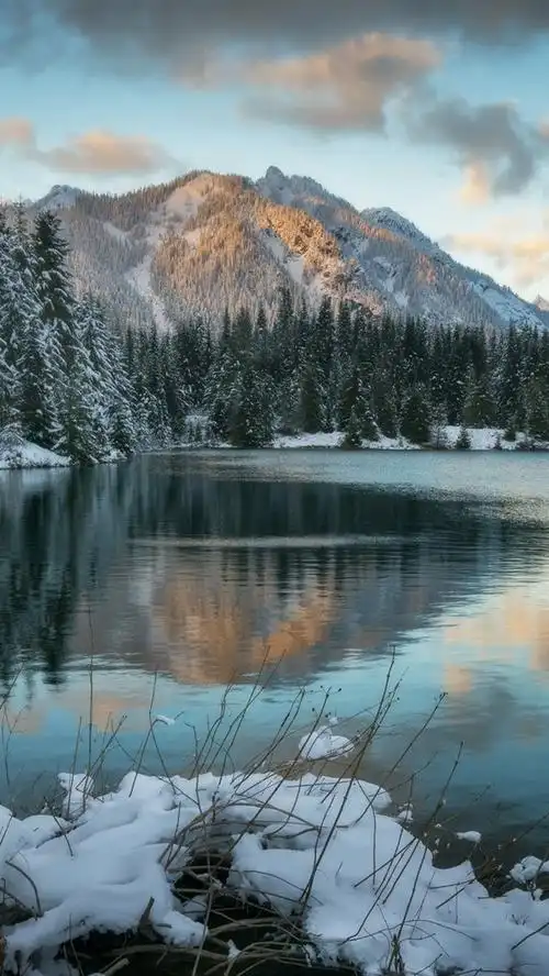 壁纸 冬天,雪,湖,山 1920x1080 full hd 2k 高清壁纸, 图片, 照片