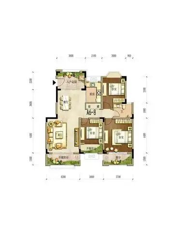 海德花园6号楼a6-8户型图,3室2厅1卫103.00平米- 成都透明房产网
