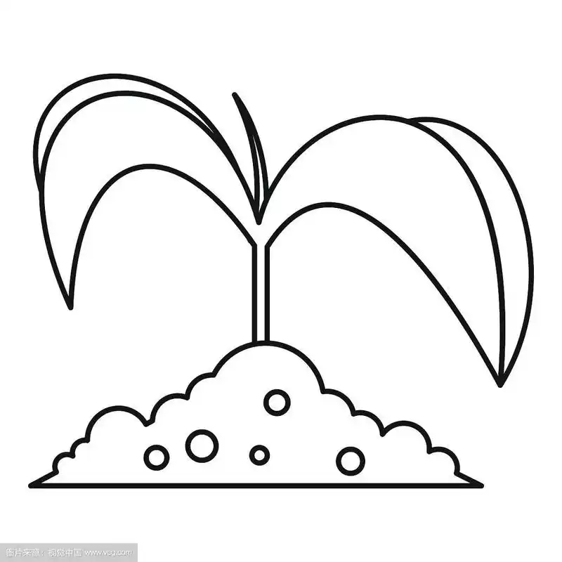 绿色幼苗在土壤图标轮廓风格
