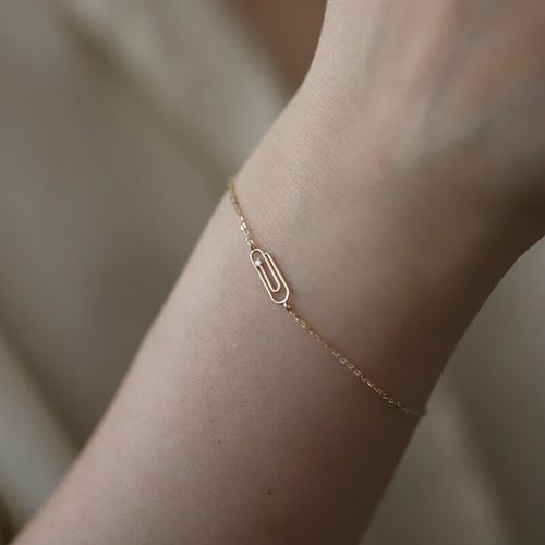 玉满田 回形针手链新别针风小众设计简约精致日系手饰 15 3cm