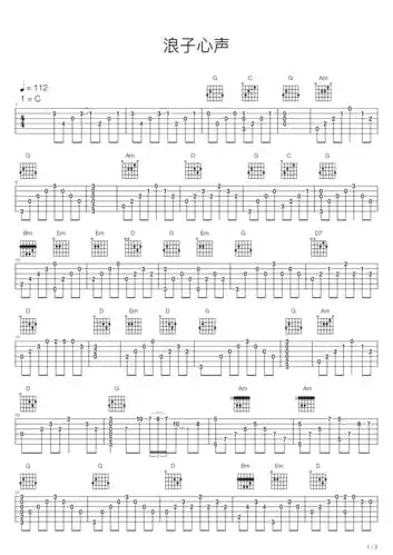 刘德华《浪子心声》吉他谱