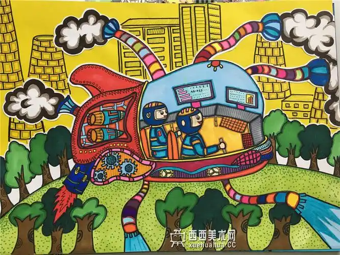 二等奖去除雾霾环保科技画作品雾霾转化器欣赏