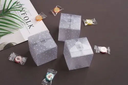 夏季新款半透明pvc喜糖盒磨砂圆点包装盒婚庆party糖果盒支持定制