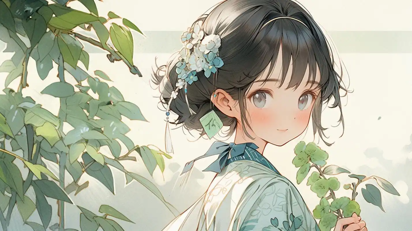 汉服# #电脑壁纸# #二次元# 春阴垂野草青青,时有幽花一树明