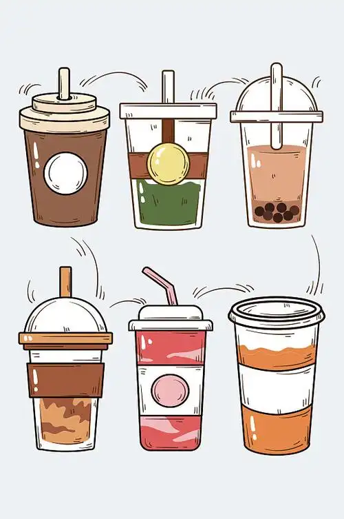 手绘卡通可爱奶茶装饰
