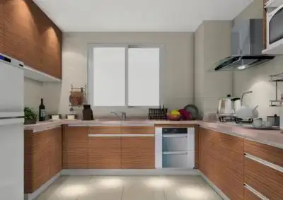 中式小型厨房u型转角多功能橱柜设计图 5平米的小厨房竟然也能这么美