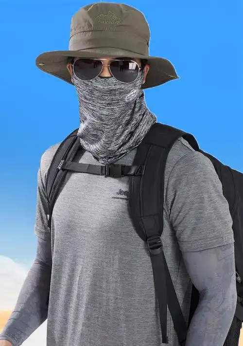 里普翎夏季冰丝防晒面罩男士钓鱼防晒面纱户外骑行围脖套开车防紫外线