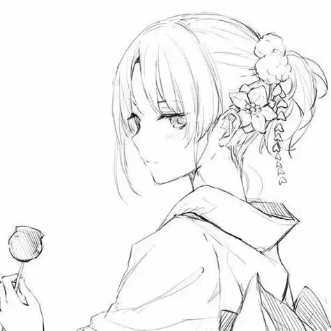 动漫头像女生黑白苹果糖和服