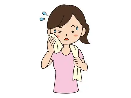 出汗的妇女(与背景)