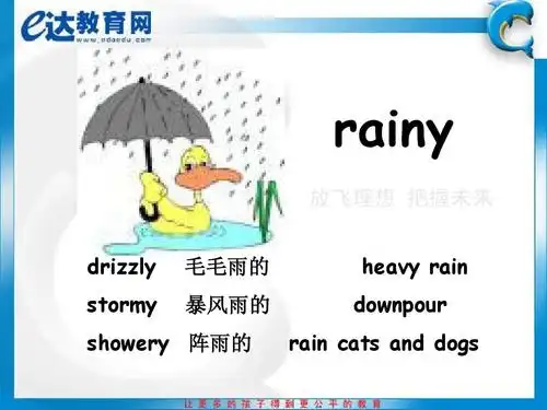 rainy drizzly 毛毛雨的 heavy rain stormy 暴风雨的 downpour rain