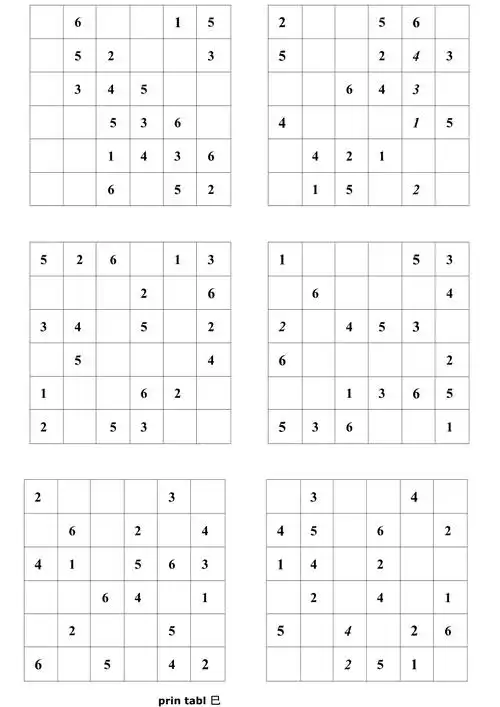 完整word版数独作业六宫格