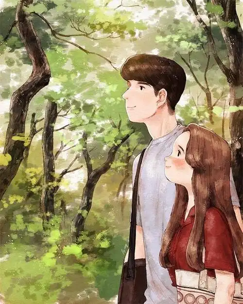 ins风韩系情侣插画壁纸,甜甜的恋爱插画集,韩国插画师暖心制作