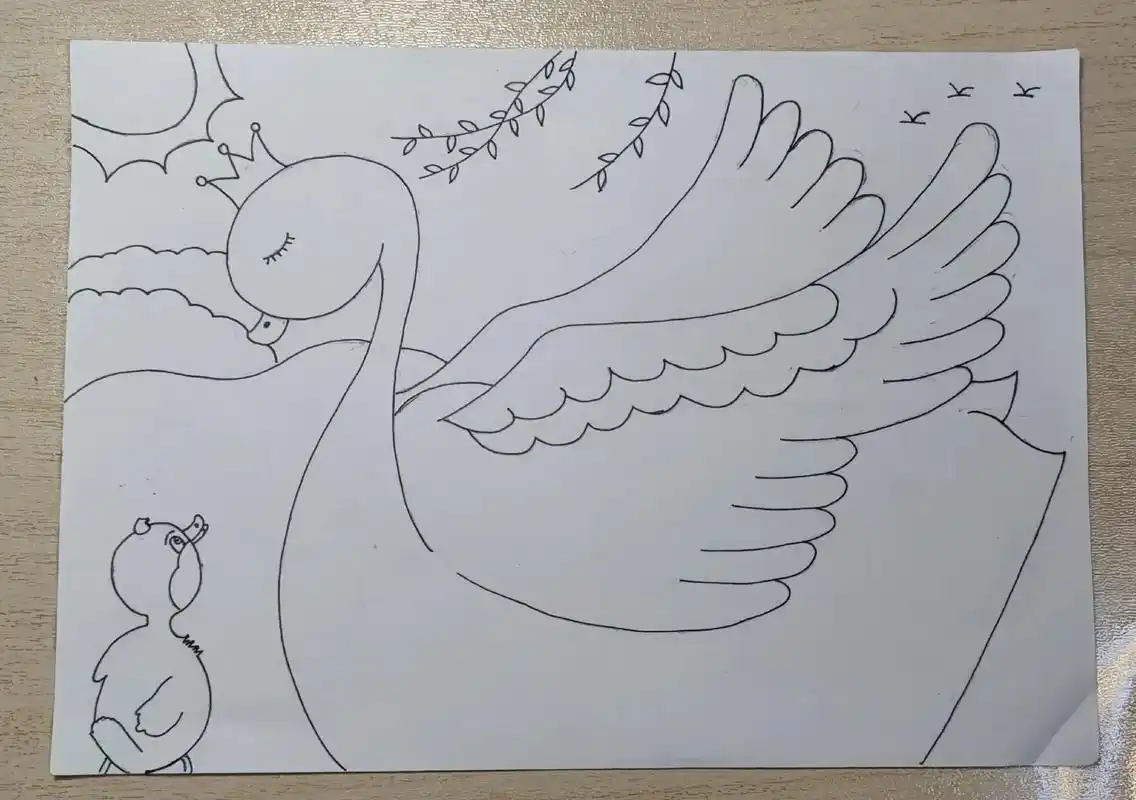 童话故事手抄报#丑小鸭手抄报#丑小鸭儿童画 #小学生简笔画 - 兑趑