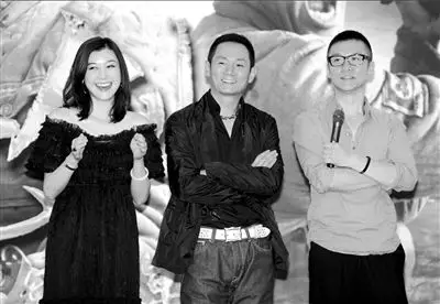 主演黄志忠,果静林,甄妮(右起)出席发布会.本报记者张伟摄