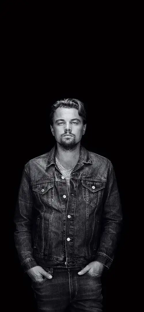 穿着牛仔衣服裤子的小李子"莱昂纳多",高清图片,手机壁纸