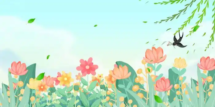 小清新花丛花朵插画唯美背景