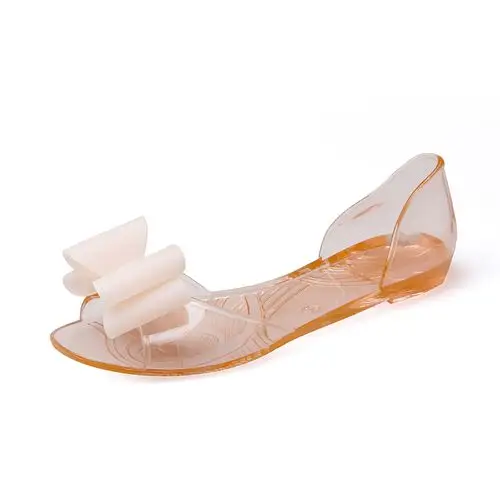 新款夏天韩版果冻沙滩鞋女 凉鞋 度假百搭甜美透明学生平底塑料鞋