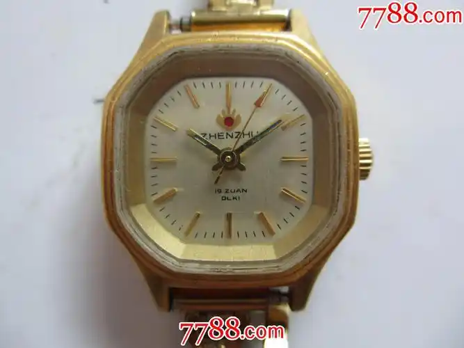 镀金白盘金字金针【大连珍珠700型】女士古董老表一块!