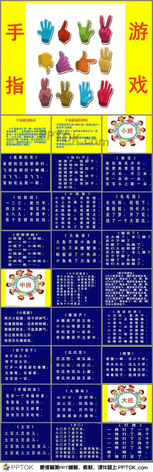 幼儿园小中大班手指谣ppt课件