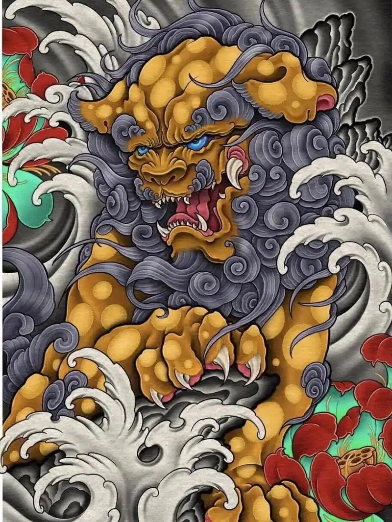 100个适合满背纹身素材 100个适合满背纹身素材,第34个,《唐狮》.