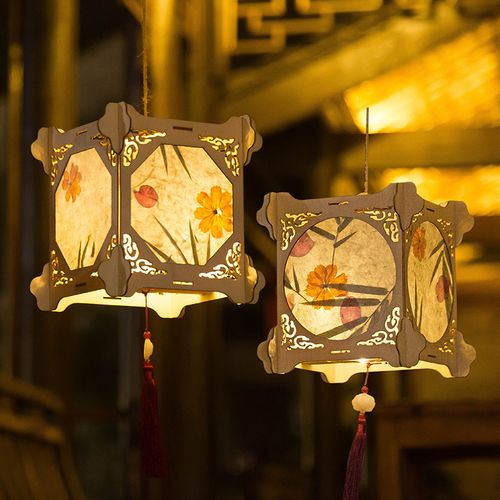 发光儿童手提灯笼中秋节手工diy制作材料古风灯笼