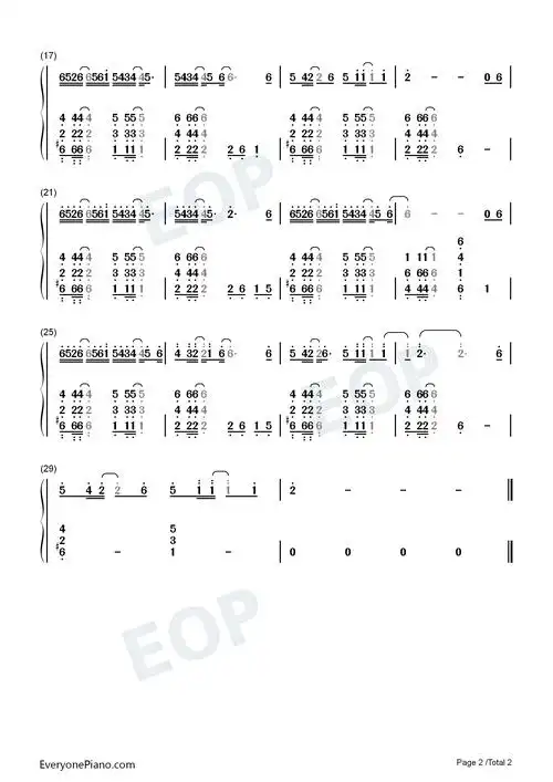 江湖缘起-c调简单版-剑网3缘起主题曲双手简谱预览2-钢琴谱文件