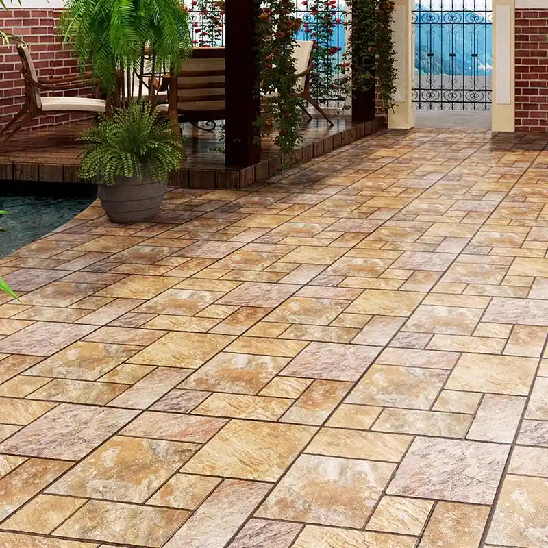 「乡村院子600x600文化板岩瓷砖别墅田园露台防滑抗压地砖」